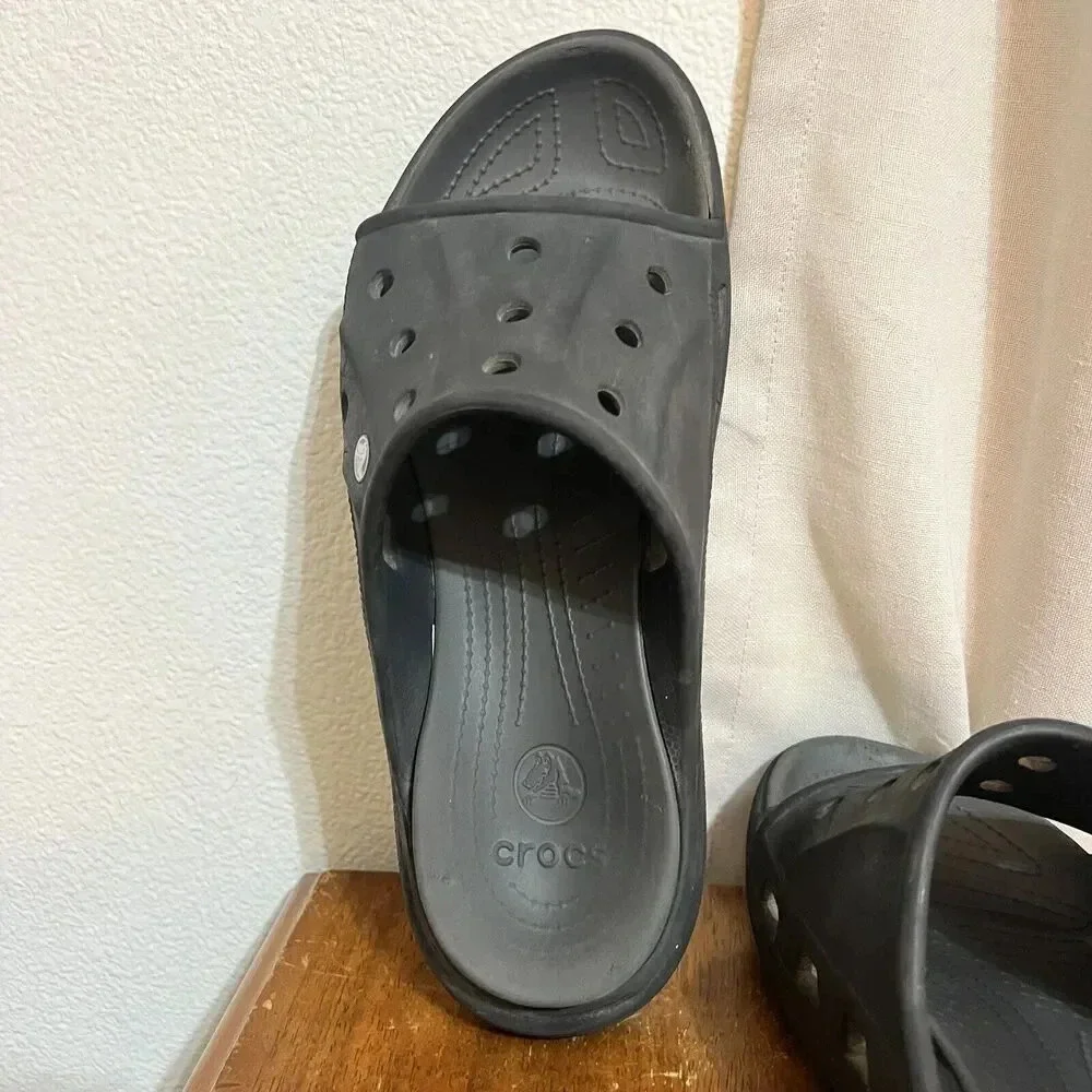 Crocs Classic Slides Baya II Comfort Black Mens 12 Womens 14‎ Non Slip Grunge